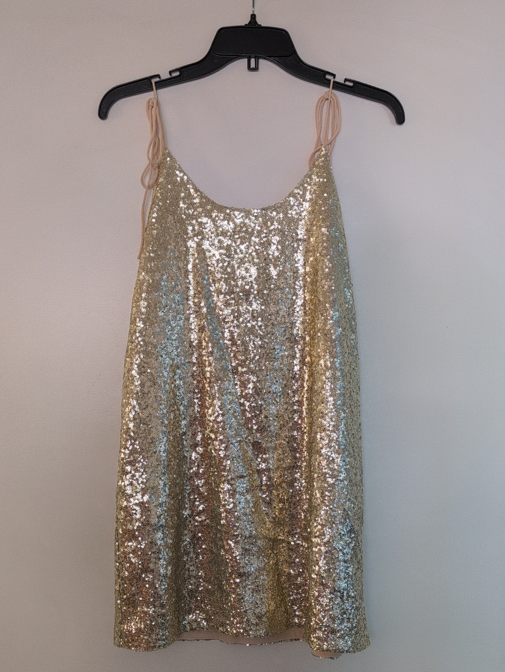 Urban Outfitters Gold Sequin Dress with Nude Lining